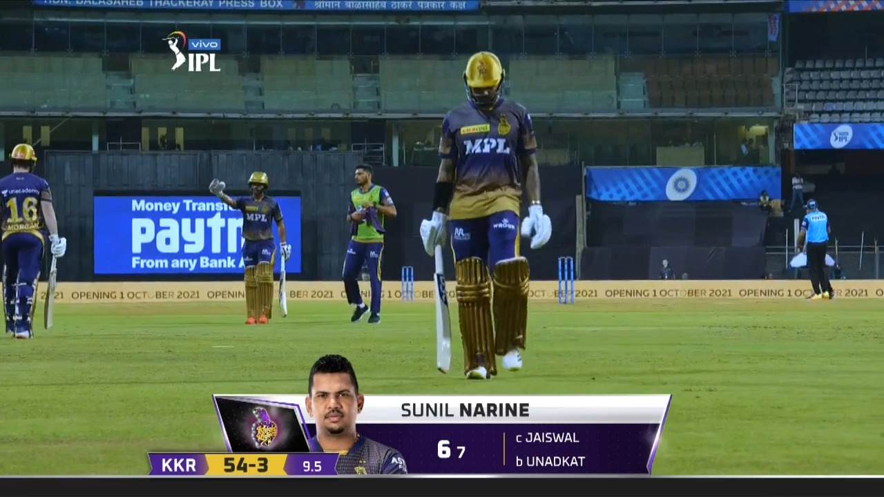 M18: RR vs KKR – Sunil Narine Wicket