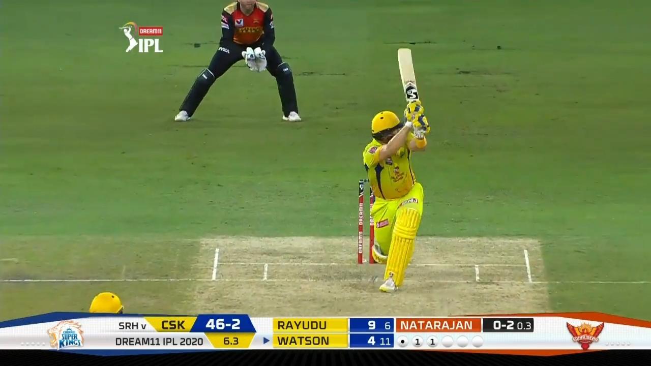 M29: SRH vs CSK – Shane Watson Six background