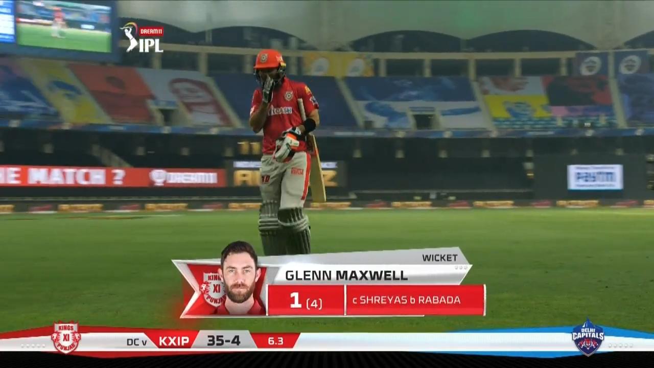 M02: DC vs KXIP – Glenn Maxwell Wicket