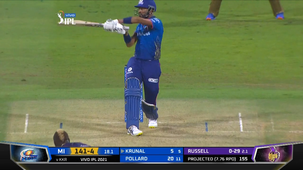 M34: MI vs KKR – Krunal Pandya Six