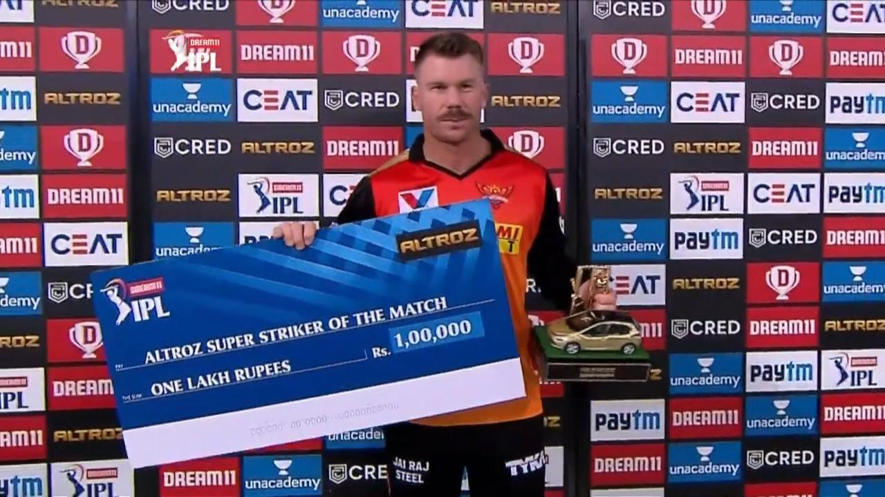 M43: KXIP vs SRH – Altroz Super Striker of the Match – David Warner