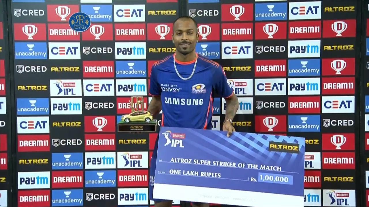 M45: RR vs MI – Altroz Super Striker of the Match – Hardik Pandya