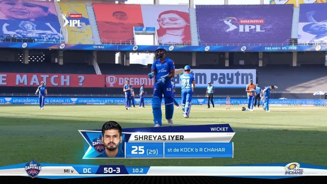 M51: DC vs MI – Shreyas Iyer Wicket background