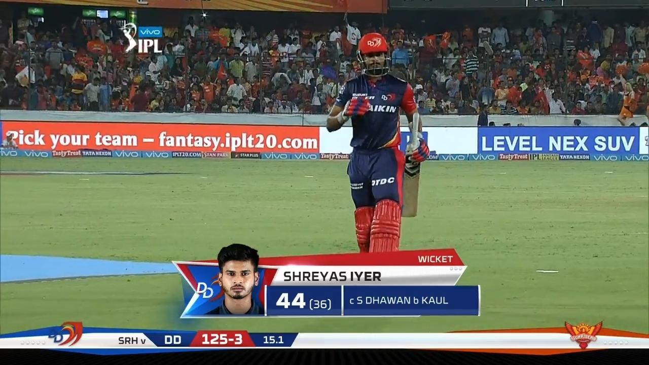 M36: SRH vs DD – Shreyas Iyer Wicket