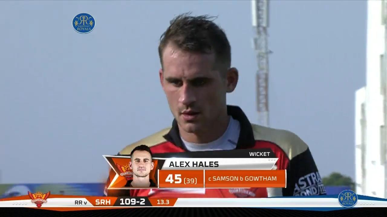 M28: RR vs SRH – Alex Hales Wicket