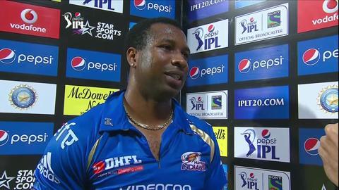 M56: MI vs RR– Kieron Pollard Interview background