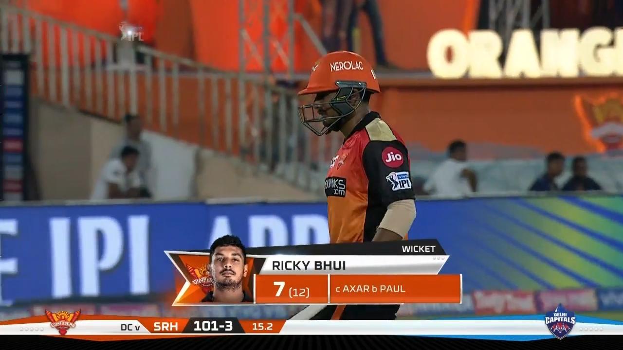 M30: SRH vs DC – Ricky Bhui Wicket
