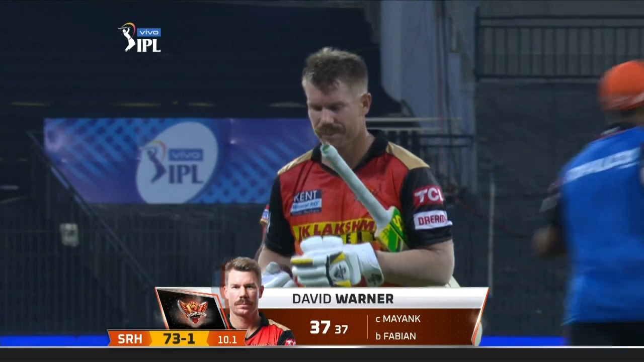 M14: PBKS vs SRH – David Warner Wicket