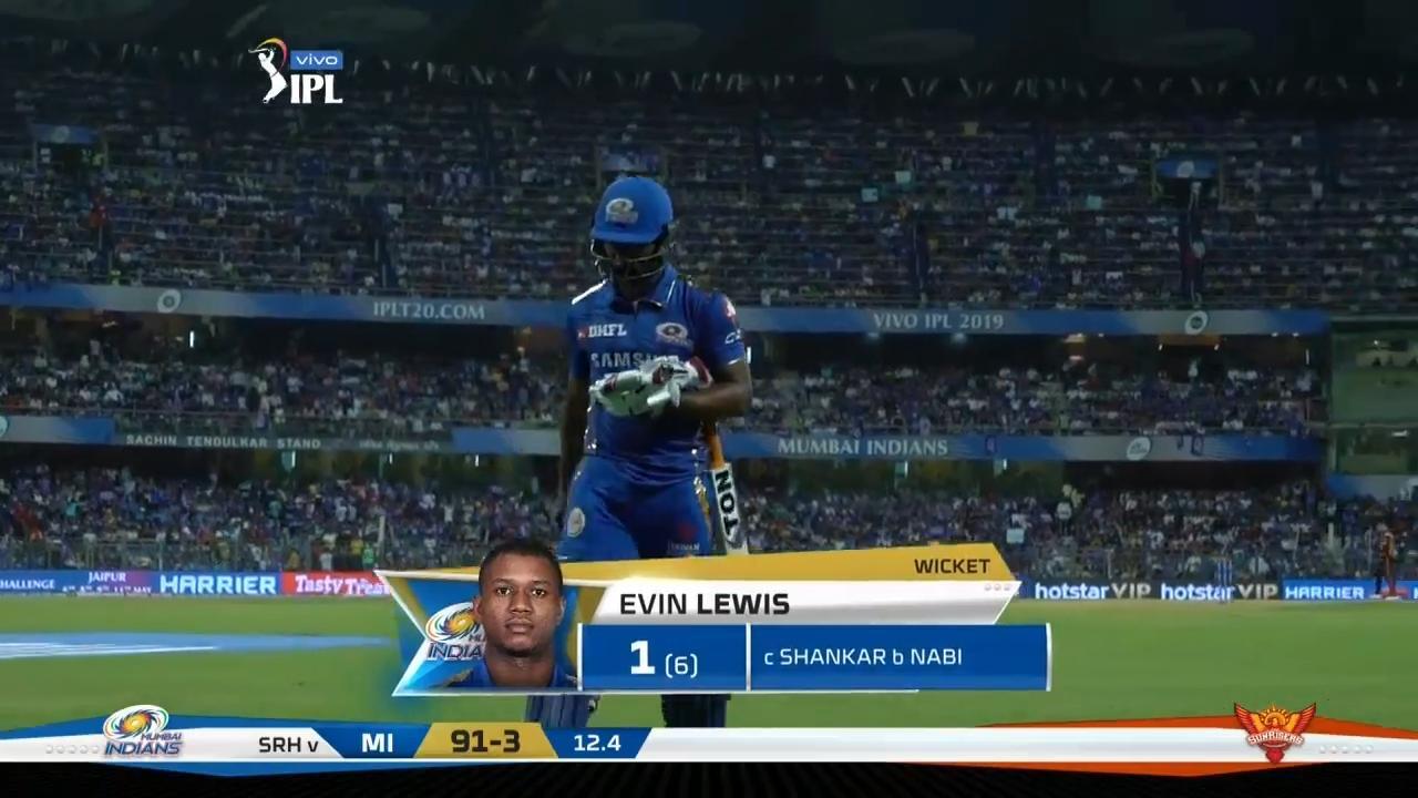 M51: MI vs SRH – Evin Lewis Wicket