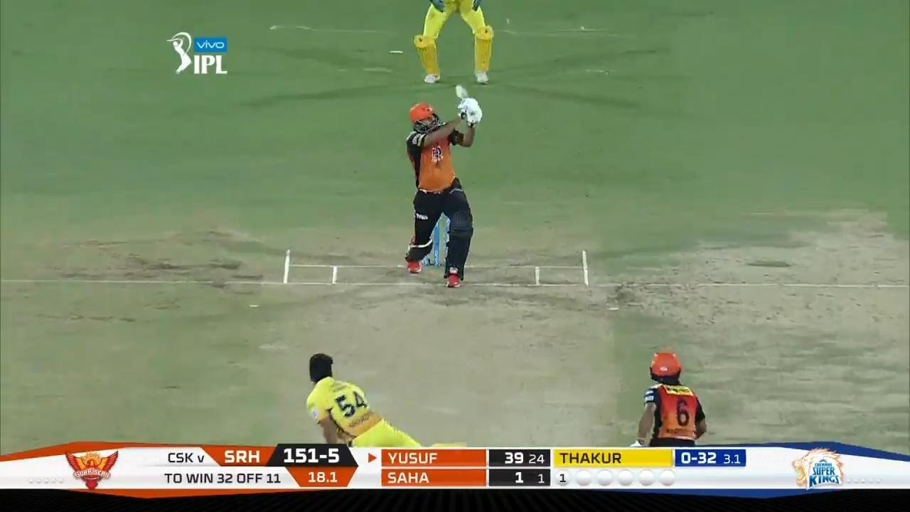 M20: SRH vs CSK – Yusuf Pathan Six