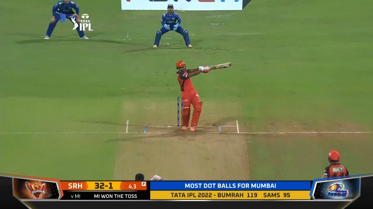 M65: MI vs SRH – Rahul Tripathi Six