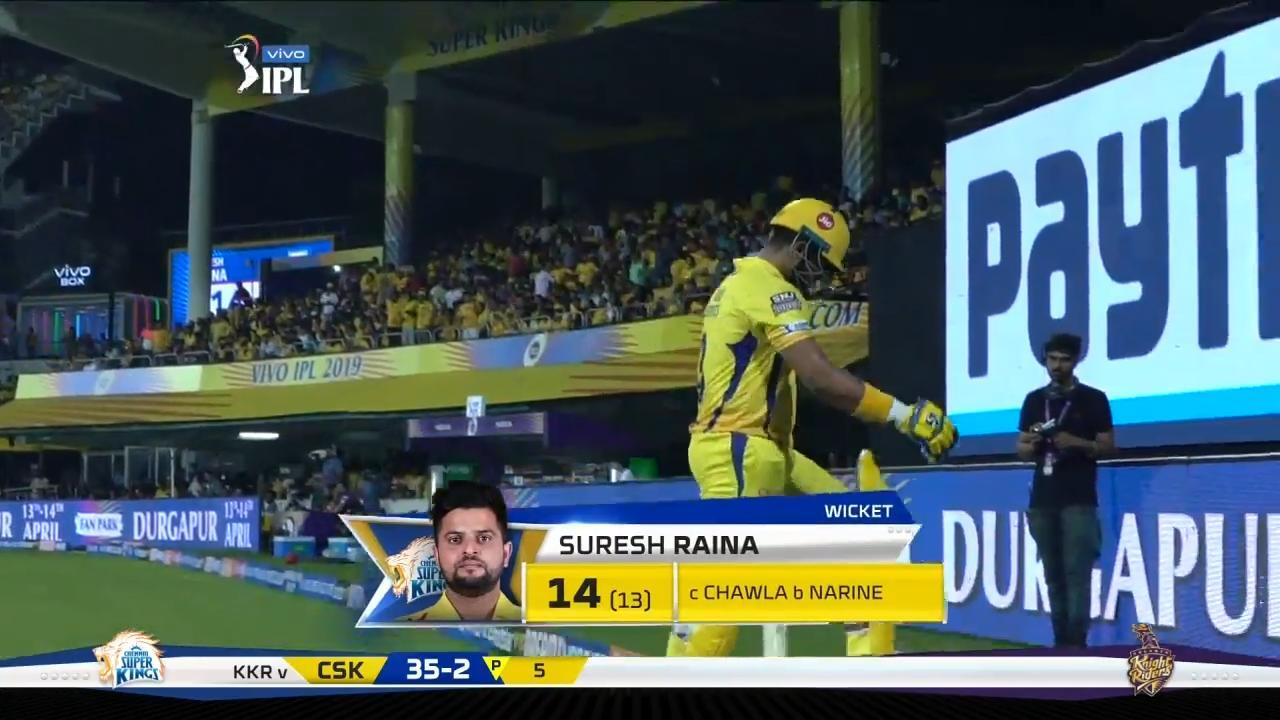 M23: CSK vs KKR – Suresh Raina Wicket