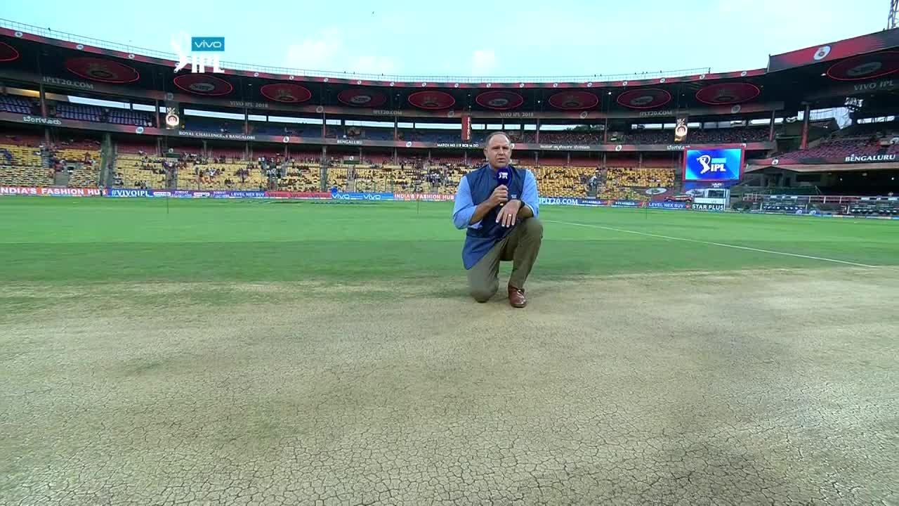 M19: RCB vs DD – Pitch Report background