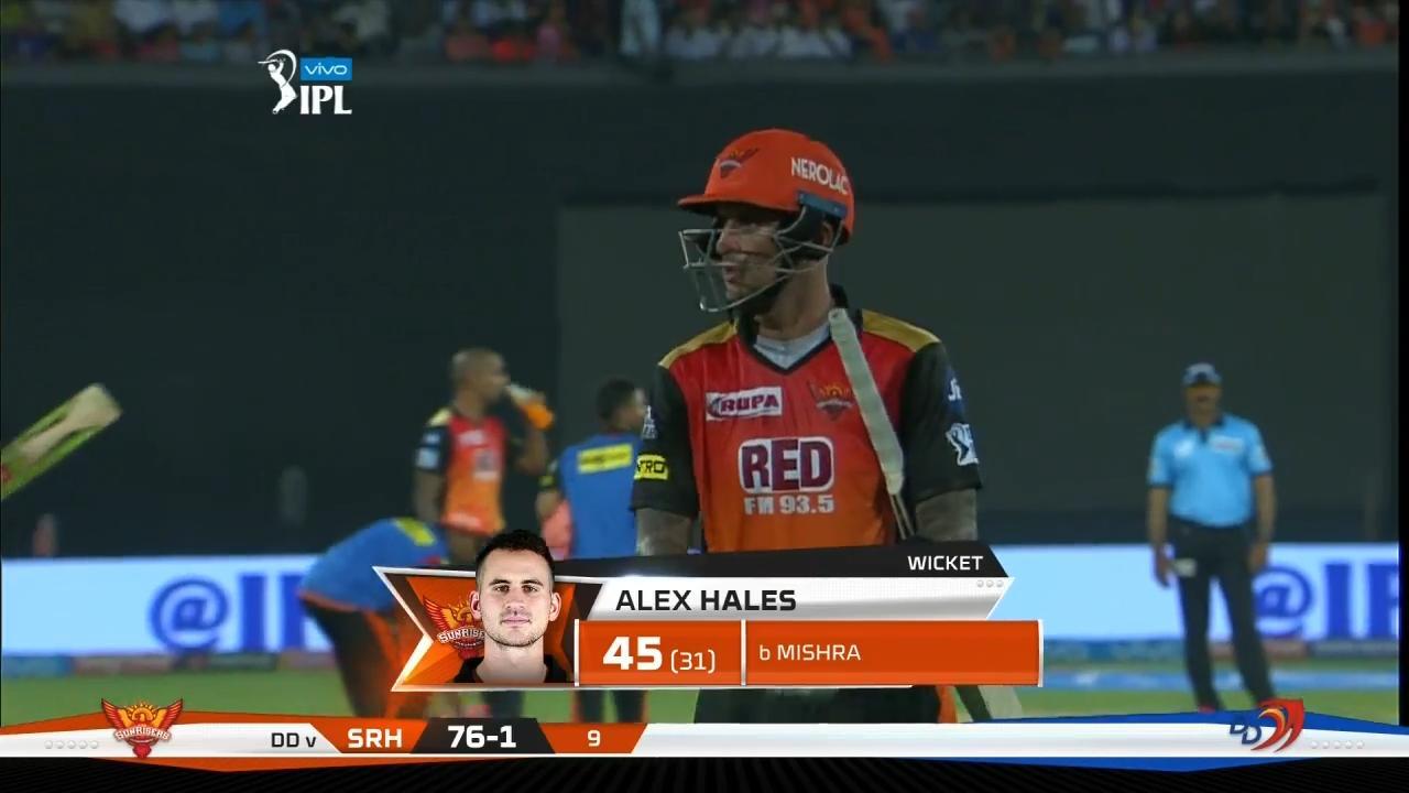M36: SRH vs DD – Alex Hales Wicket background