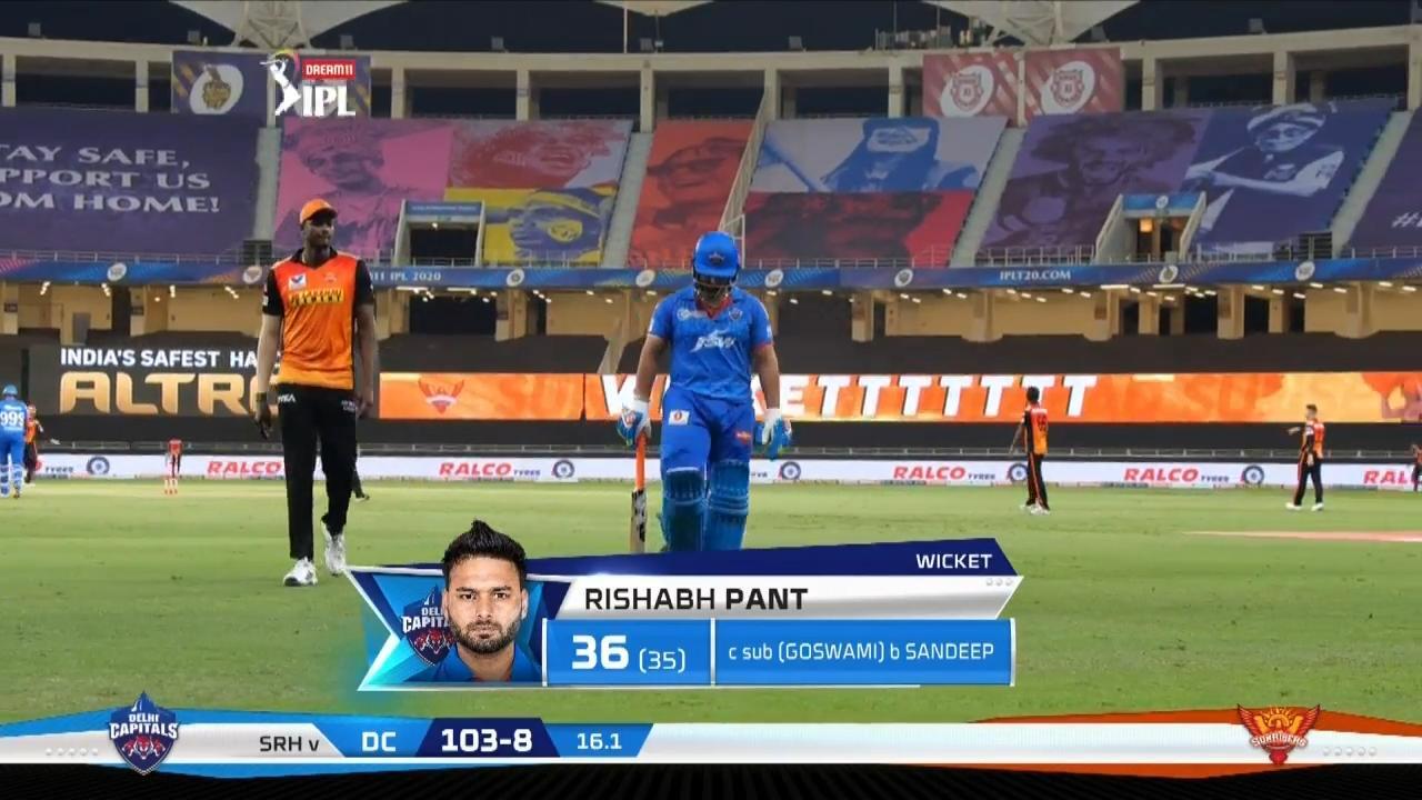 M47: SRH vs DC – Rishabh Pant Wicket background