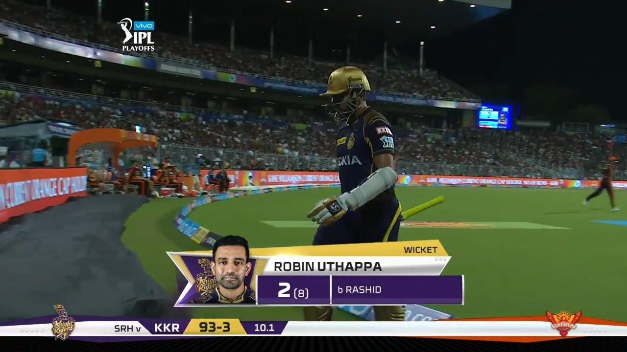 Q2: SRH vs KKR – Robin Uthappa Wicket
