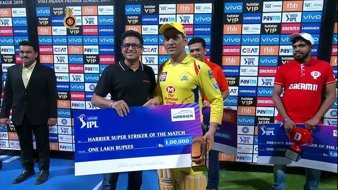 M39: RCB vs CSK – Harrier Super Striker of the Match – MS Dhoni background