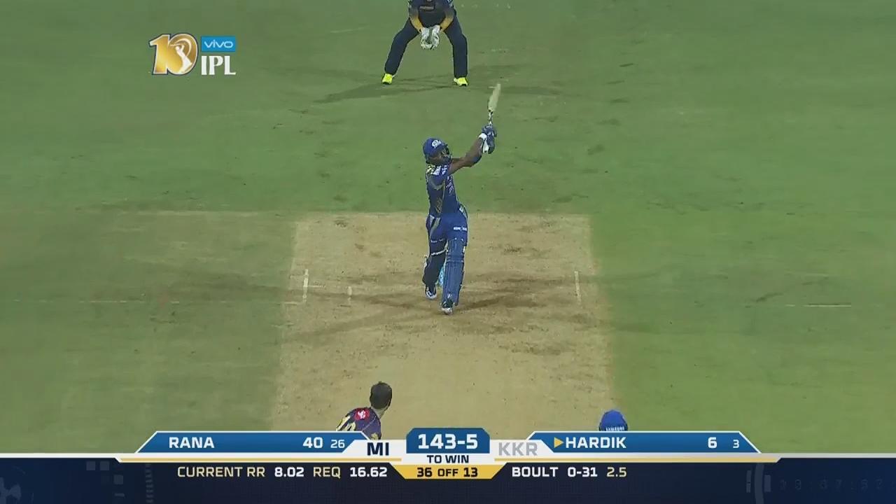 M7: MI vs KKR – Hardik Pandya Six