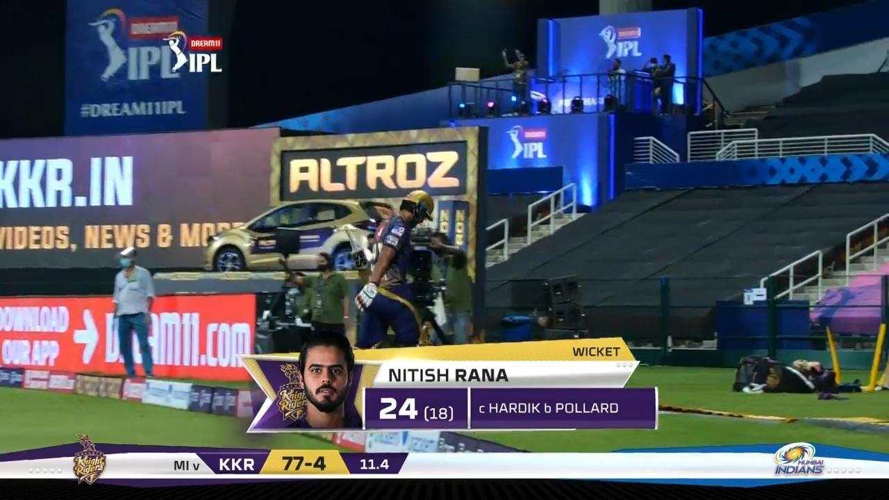 M05: KKR vs MI – Nitish Rana Wicket