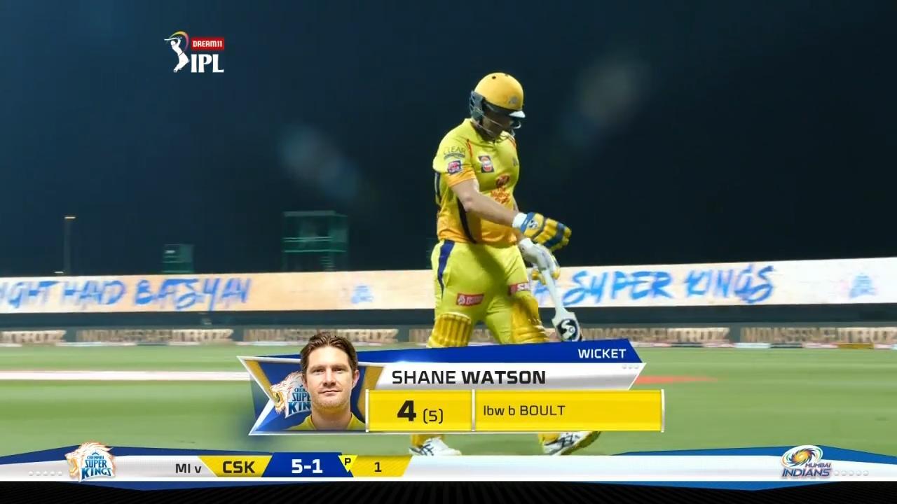 M01: MI vs CSK – Shane Watson Wicket