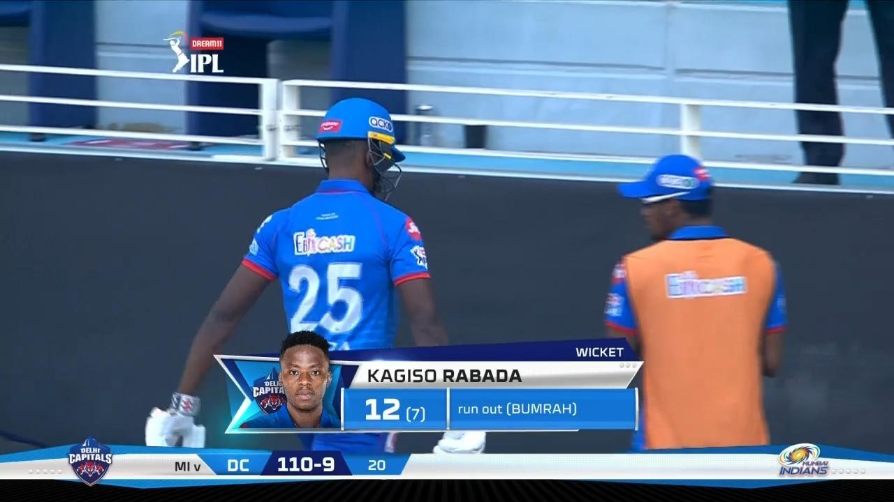M51: DC vs MI – Kagiso Rabada Wicket