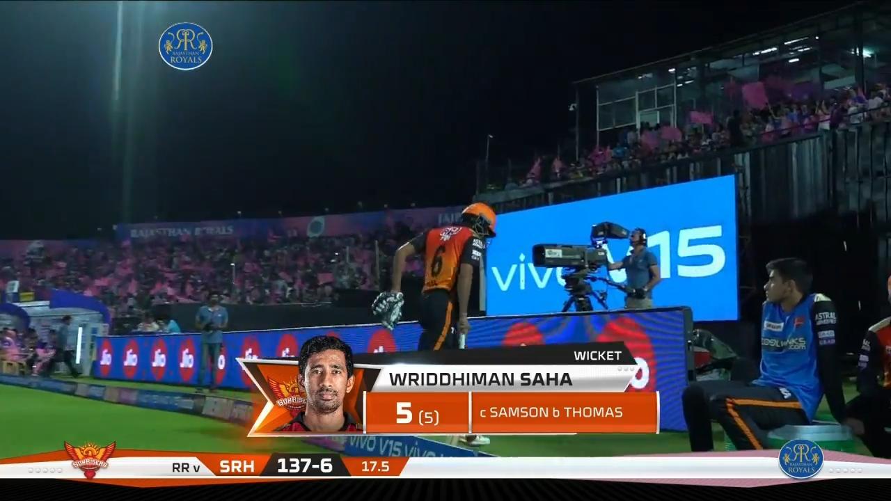 M45: RR vs SRH – Wriddhiman Saha Wicket background