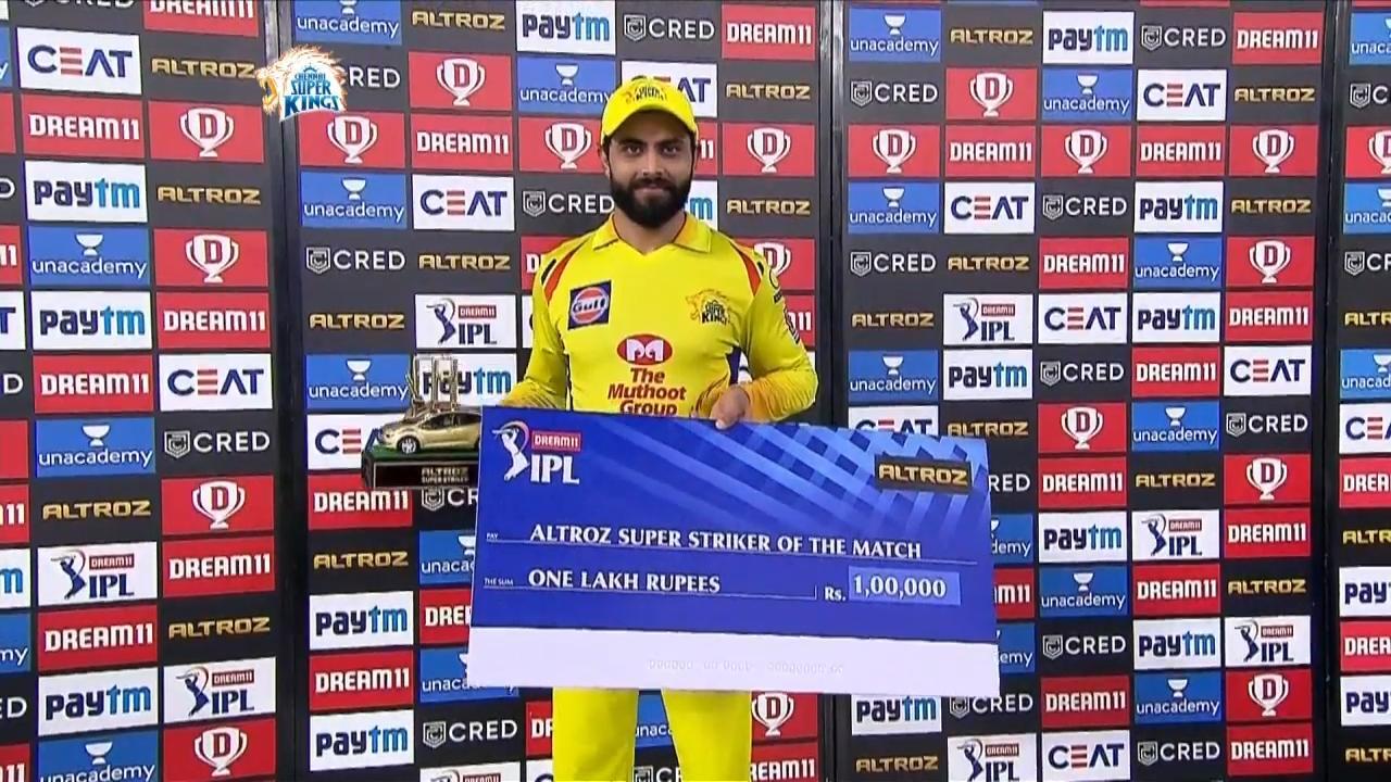 M49: CSK vs KKR – Altroz Super Striker of the Match – Ravindra Jadeja background