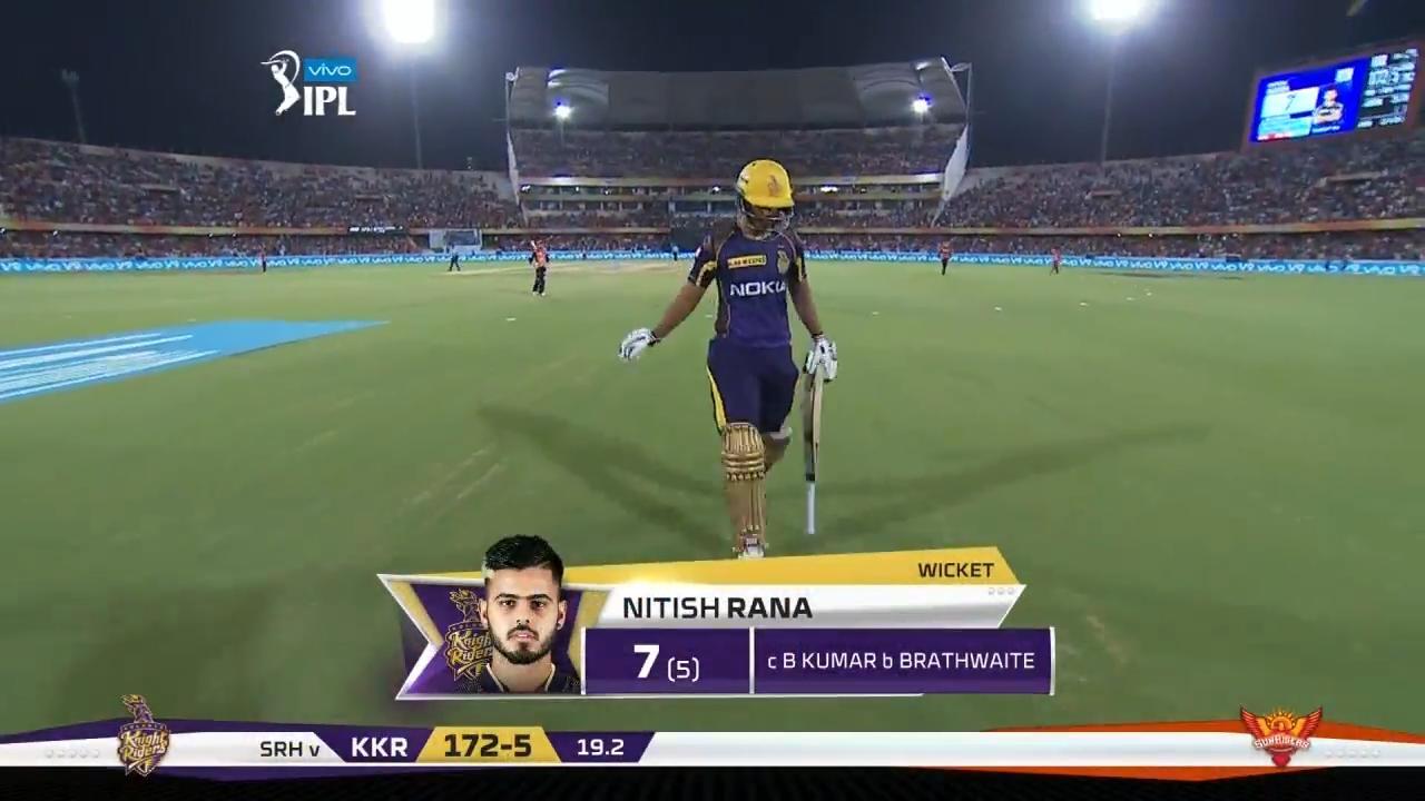 M54: SRH vs KKR – Nitish Rana Wicket