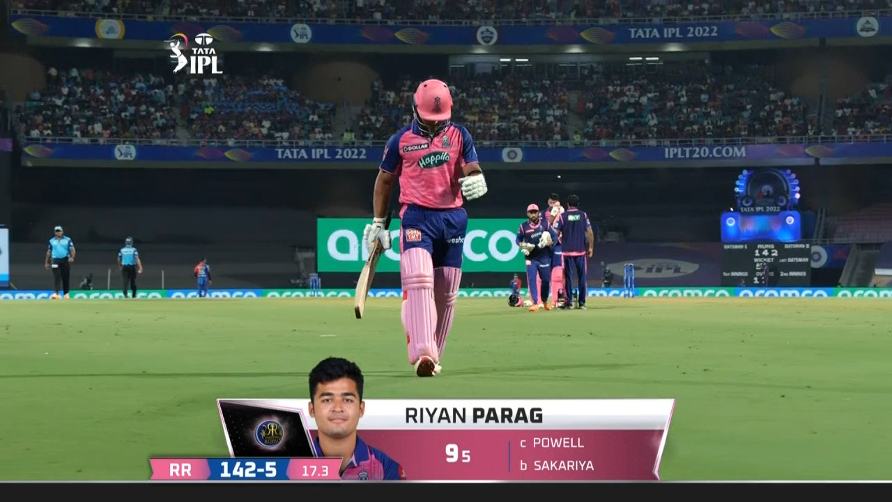 M58: RR vs DC – Riyan Parag Wicket
