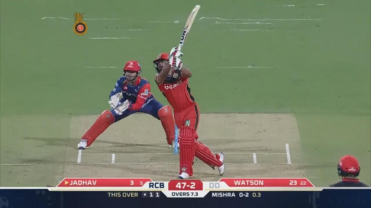M5: RCB vs DD – Kedar Jadhav Six