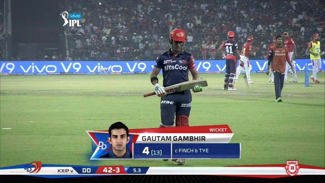 M22: DD vs KXIP – Gautam Gambhir Wicket