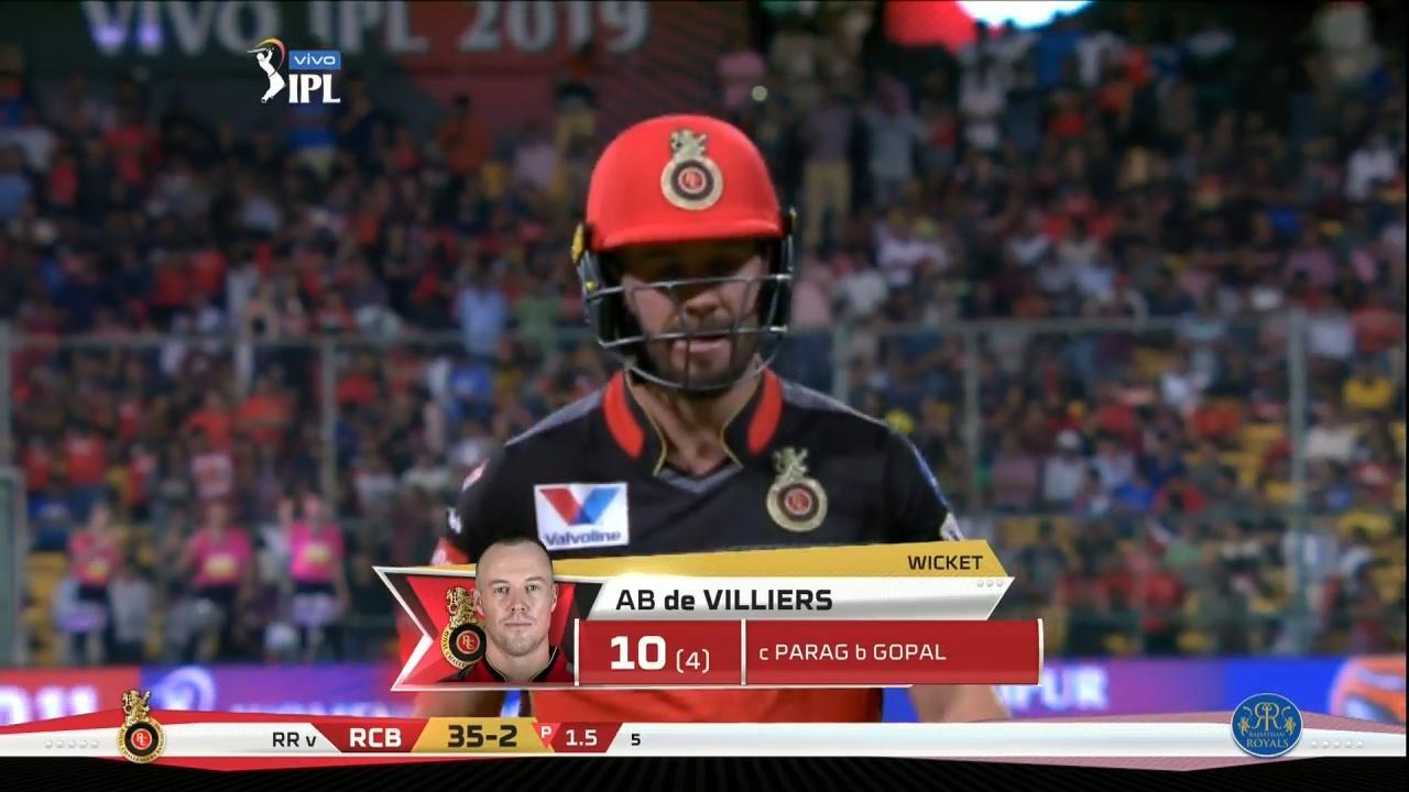 M49: RCB vs RR – AB de Villiers Wicket