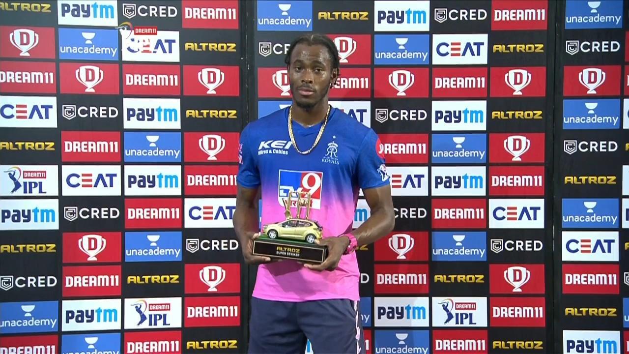 M20: MI vs RR – Altroz Super Striker of the Match – Jofra Archer background