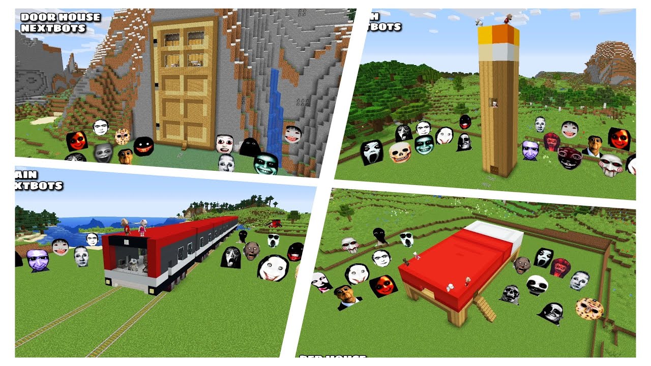 COMPILATION OF BEST SURVIVAL HOUSES WITH NEXTBOTS PART 2 in Minecraft - Gameplay - Coffin Meme background