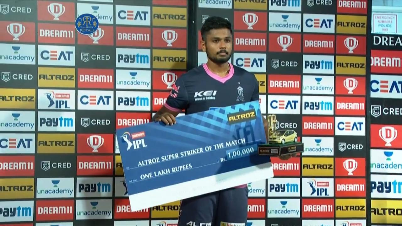 M04: RR vs CSK – Altroz Super Striker of the Match – Sanju Samson background