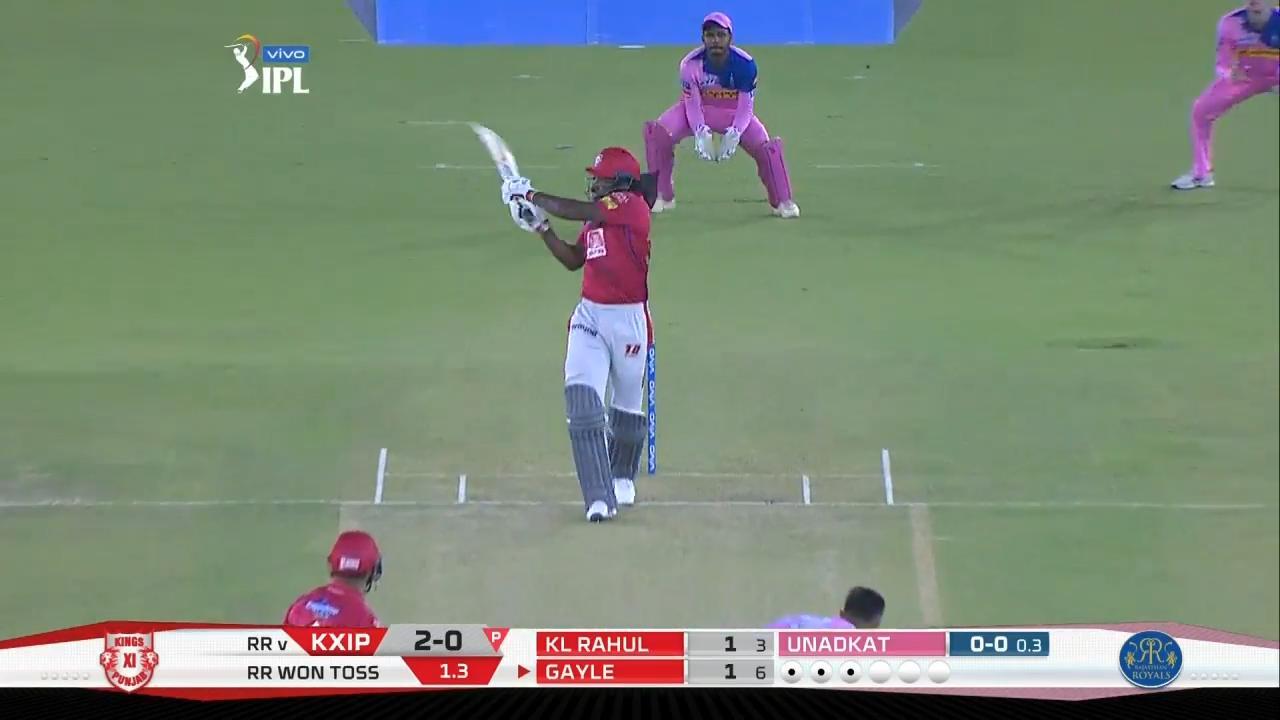 M32: KXIP vs RR – Chris Gayle Six background