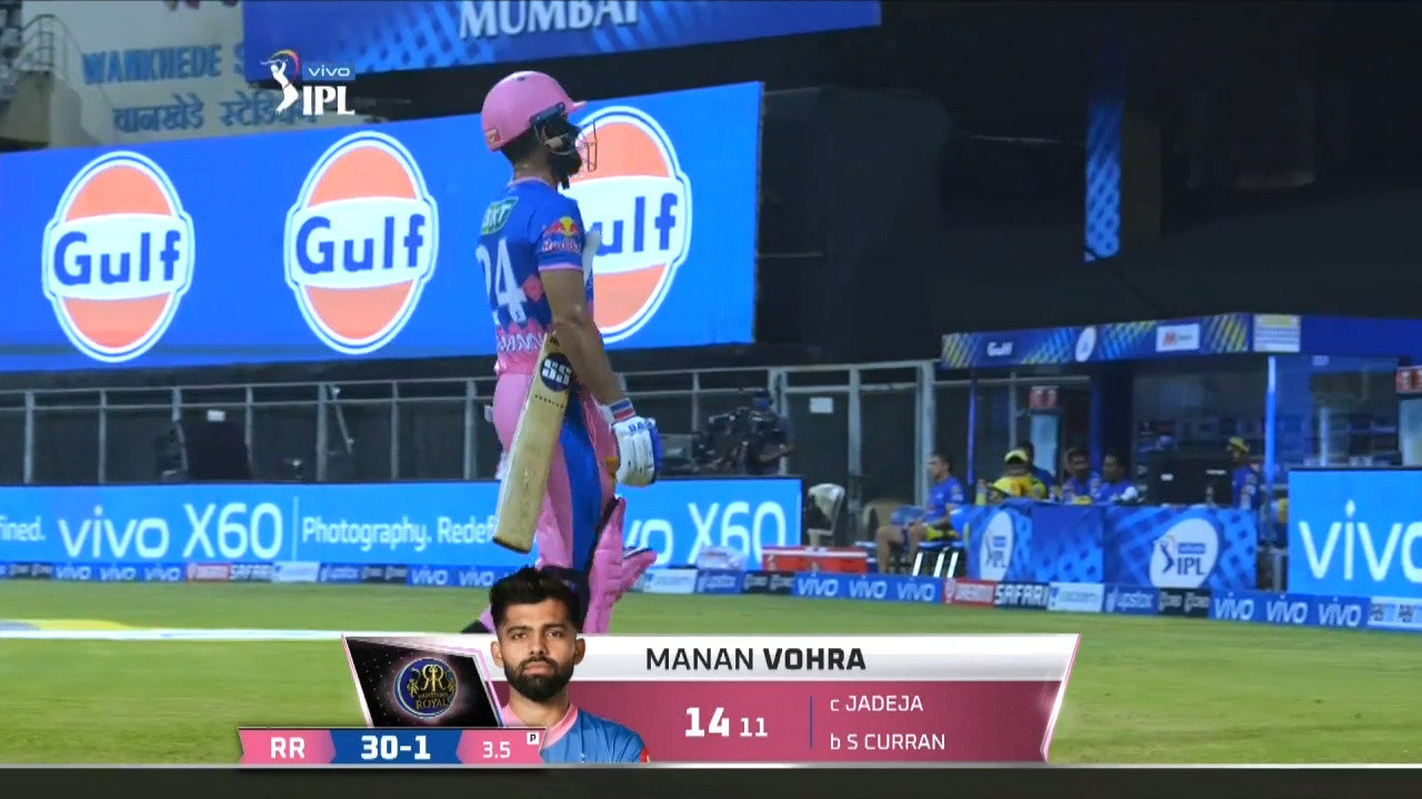 M12: CSK vs RR – Manan Vohra Wicket