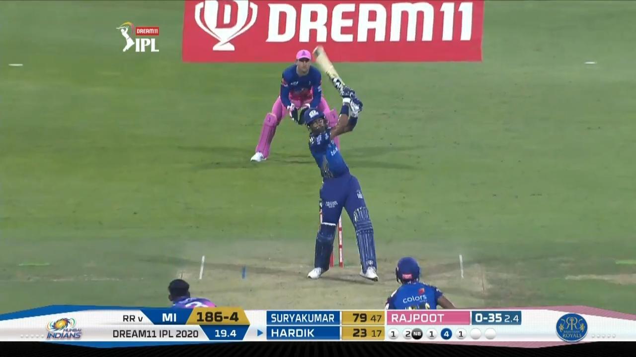 M20: MI vs RR – Hardik Pandya Six background