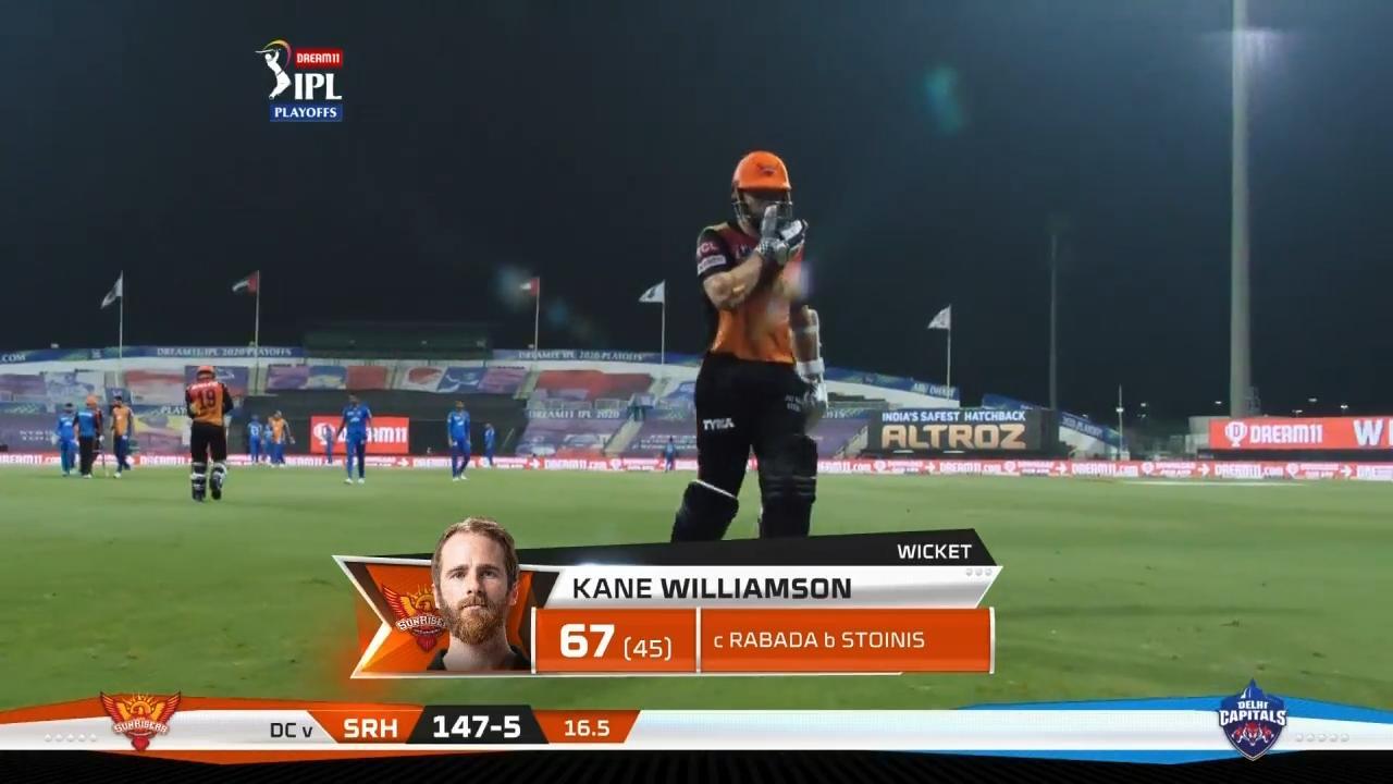 Q2: DC vs SRH – Kane Williamson Wicket
