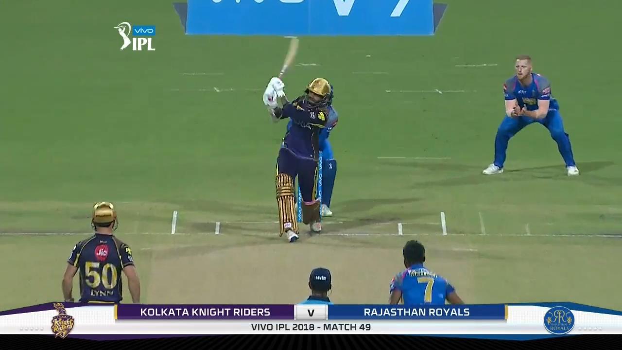 M49: KKR vs RR – Sunil Narine Six background