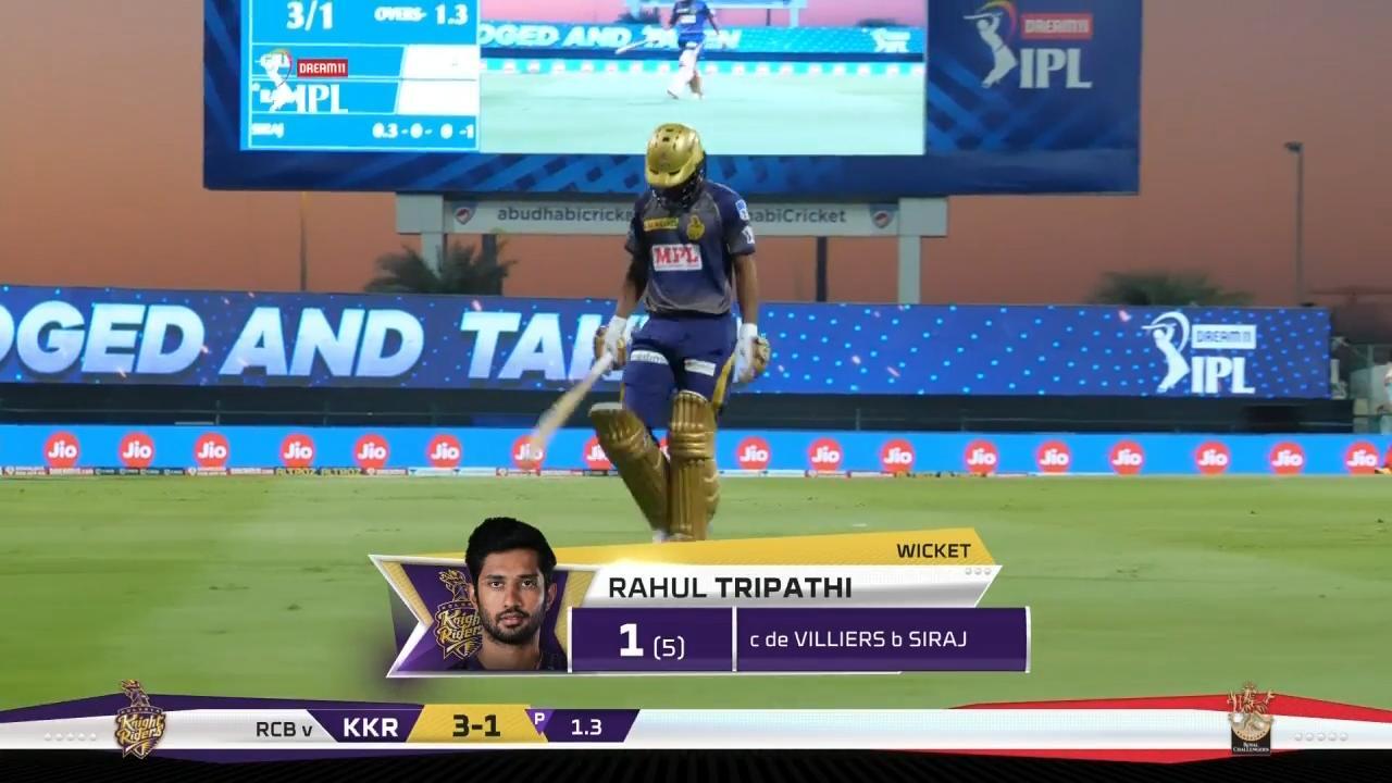 M39: KKR vs RCB – Rahul Tripathi Wicket