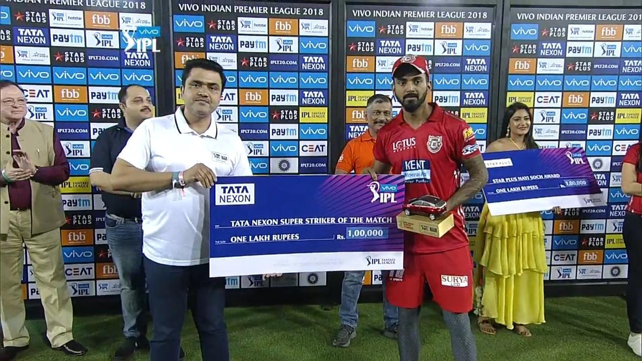 M02: KXIP vs DD – TATA nexon super striker of the match – KL Rahul background