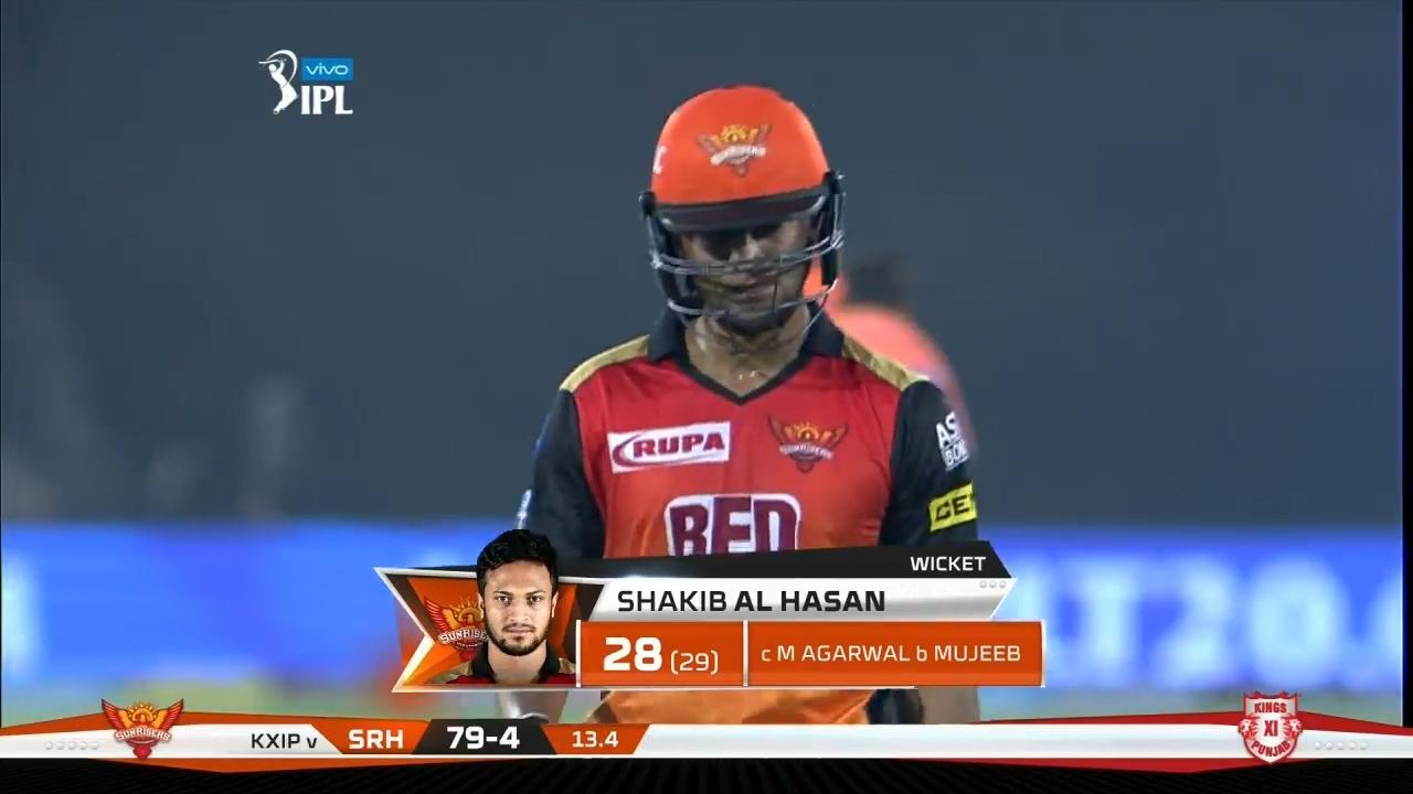 M25: SRH vs KXIP – Shakib Al Hasan Wicket