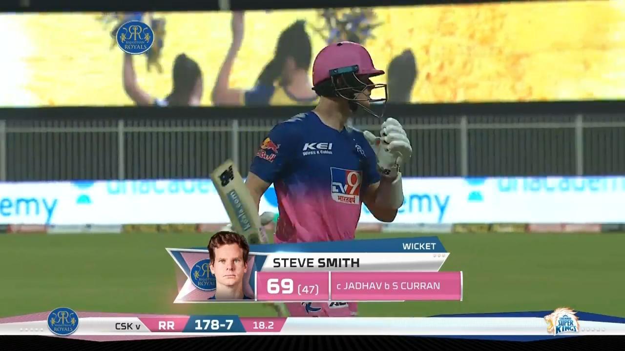 M04: RR vs CSK – Steve Smith Wicket background