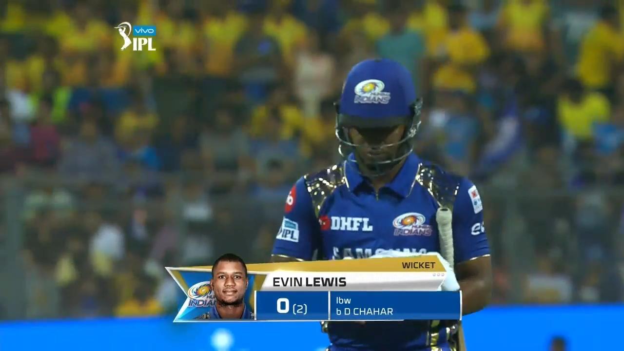 M01: MI vs CSK – Evin Lewis Wicket