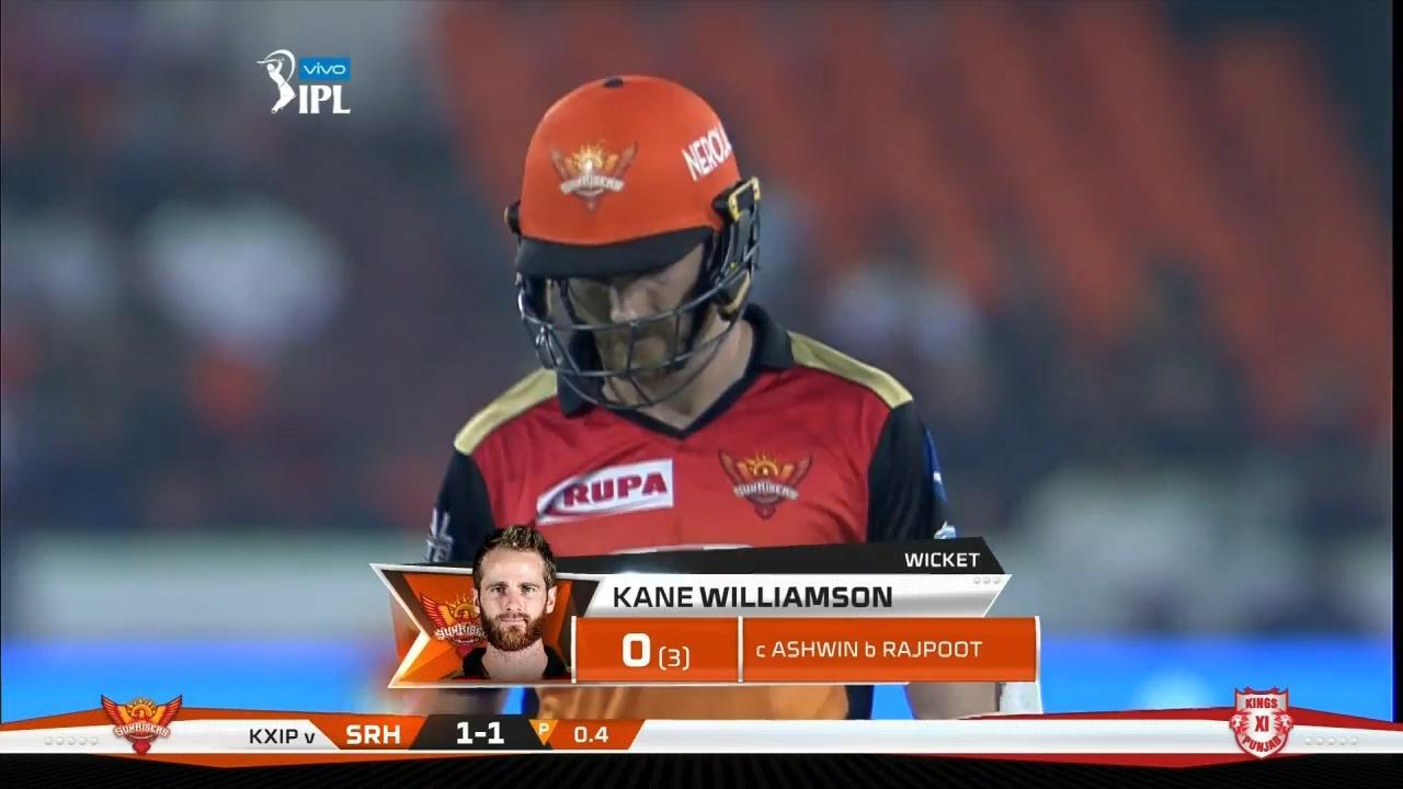 M25: SRH vs KXIP – Kane Williamson Wicket