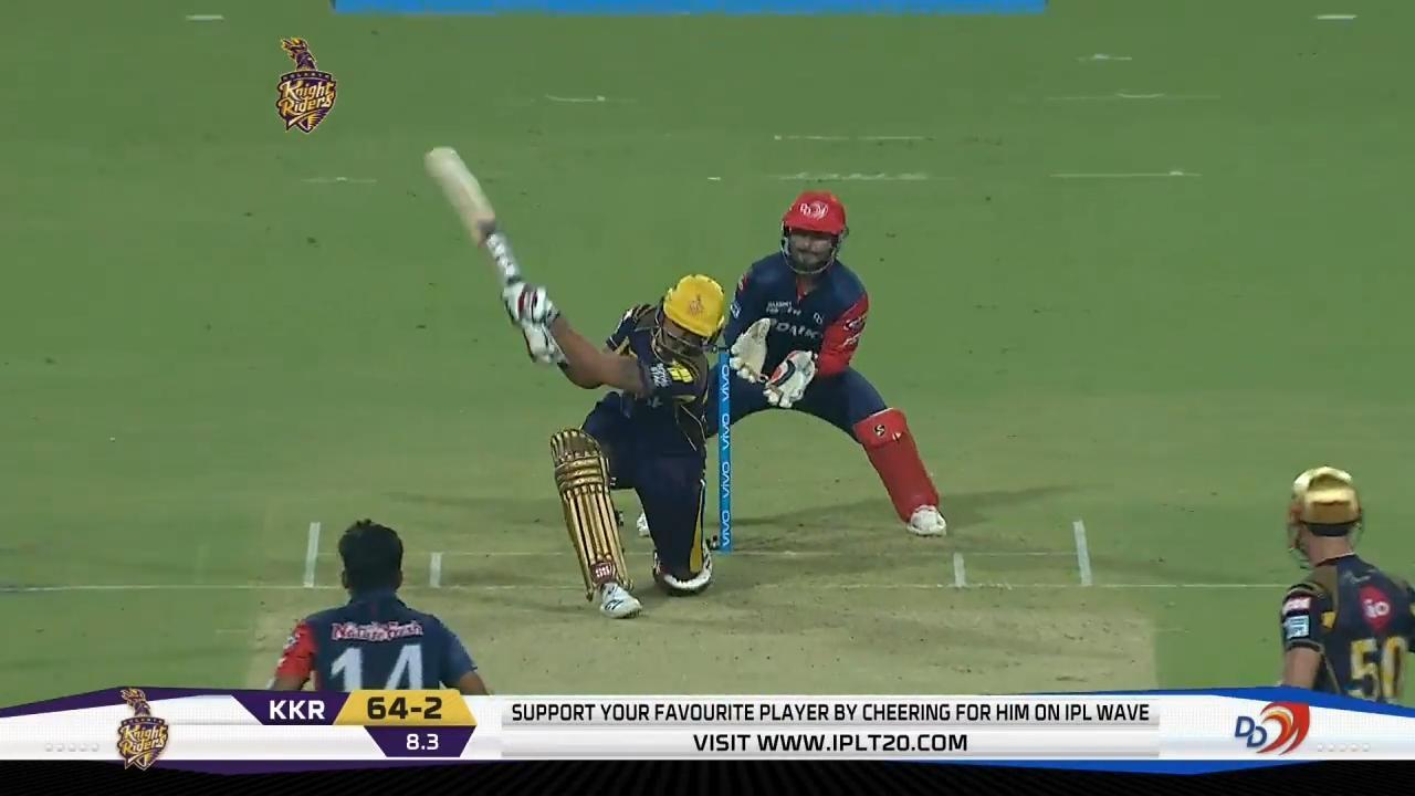 M13: KKR vs DD – Nitish Rana Six background
