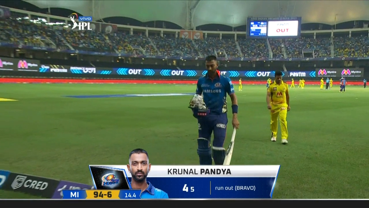 M30: CSK vs MI – Krunal Pandya Wicket