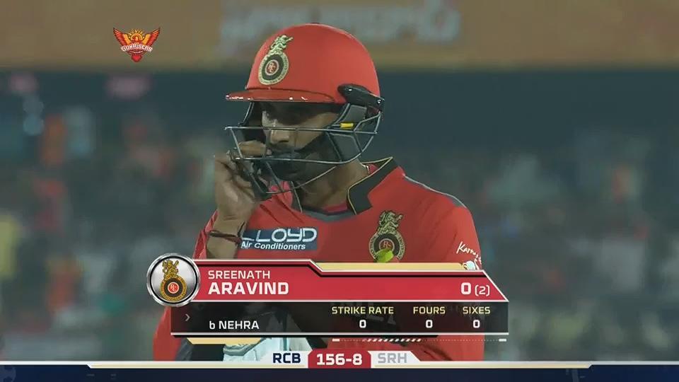 M1: SRH vs RCB – Sreenath Aravind Wicket
