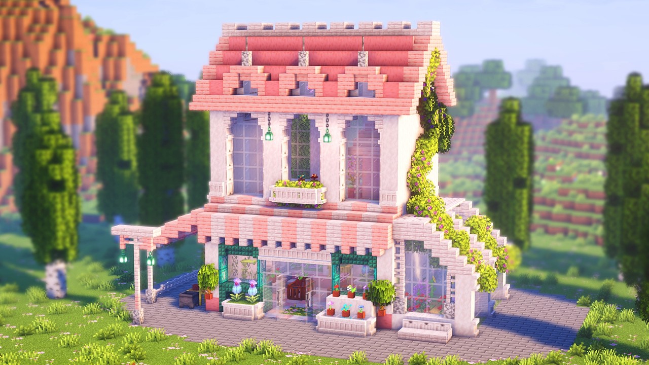 ⛏️ Minecraft Tutorial: Cherry Flower Shop / Pale Oak
